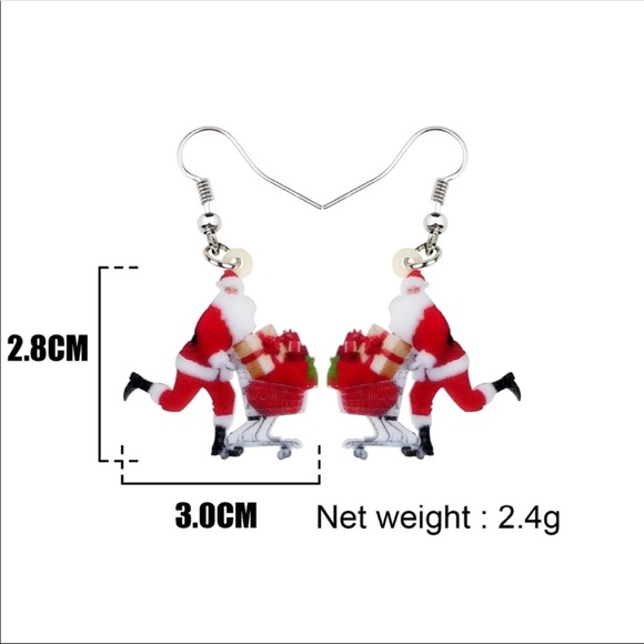 Christmas Shopping Santa Acrylic Earrings - Picture 5 of 5